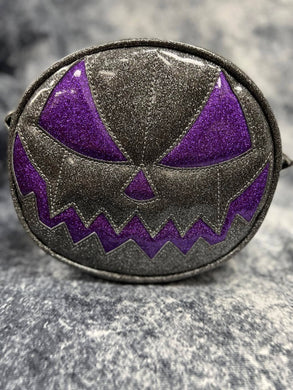 Small Glitter Grey and Glitter Purple mean face ; Handcrafted