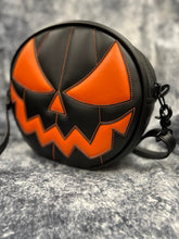 Load image into Gallery viewer, Handcrafted Mean Face Bag: Matte Black &amp; Matte Orange