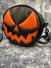 Load image into Gallery viewer, Handcrafted Mean Face Bag: Matte Black &amp; Matte Orange