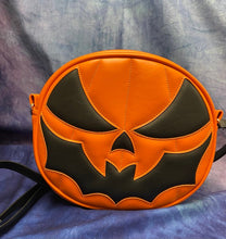 Load image into Gallery viewer, Handcrafted Bat Mouth Bag: Orange and Black