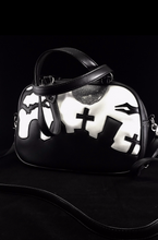 Load image into Gallery viewer, Hand Crafted : Graveyard Silhouette Box Dual Handbag Black and White