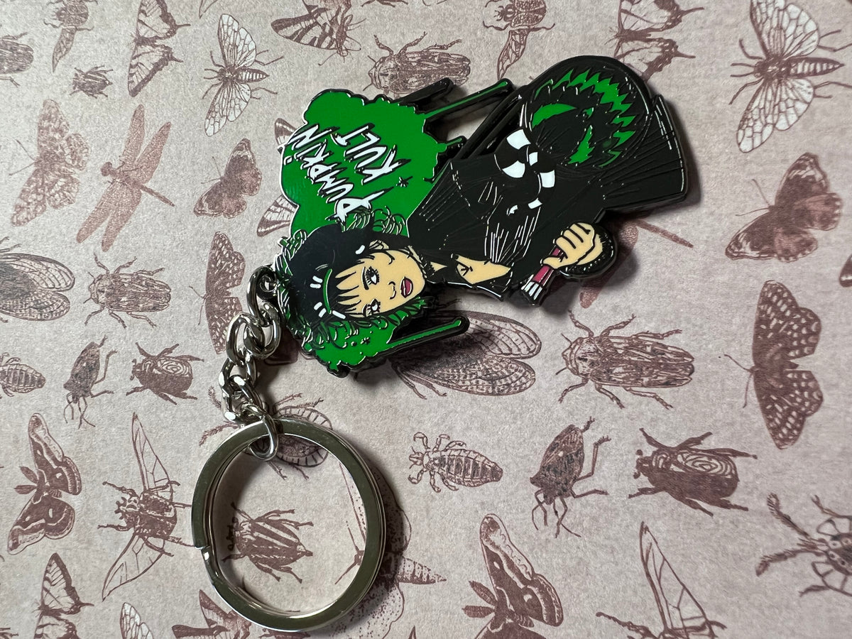 Strange and Unusual Enamel Keychain – Love Pain and Stitches