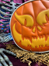 Load image into Gallery viewer, Handcrafted - Evil Face/ Matte Orange &amp; Matte Yellow (White Piping)