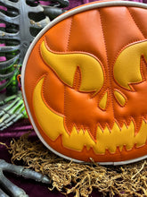 Load image into Gallery viewer, Handcrafted - Evil Face/ Matte Orange &amp; Matte Yellow (White Piping)