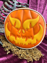 Load image into Gallery viewer, Handcrafted - Evil Face/ Matte Orange &amp; Matte Yellow (White Piping)