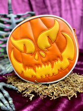 Load image into Gallery viewer, Handcrafted - Evil Face/ Matte Orange &amp; Matte Yellow (White Piping)