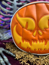 Load image into Gallery viewer, Handcrafted - Evil Face/ Matte Orange &amp; Matte Yellow (White Piping)