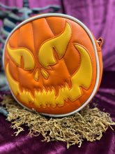 Load image into Gallery viewer, Handcrafted - Evil Face/ Matte Orange &amp; Matte Yellow (White Piping)