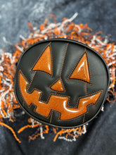 Load image into Gallery viewer, Handcrafted Small Happy face Black and Orange glitter