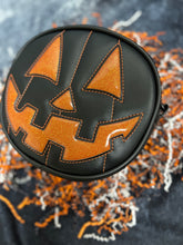 Load image into Gallery viewer, Handcrafted Small Happy face Black and Orange glitter