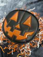 Load image into Gallery viewer, Handcrafted Small Happy face Black and Orange glitter