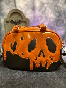 Hand Crafted : Poison Pumpkin Handbag Black with Orange Glitter Poison