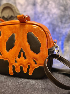 Hand Crafted : Poison Pumpkin Handbag Black with Orange Glitter Poison