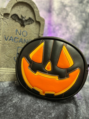 Handcrafted All Hallows Eve Pumpkin Crossbody- Orange and Yellow