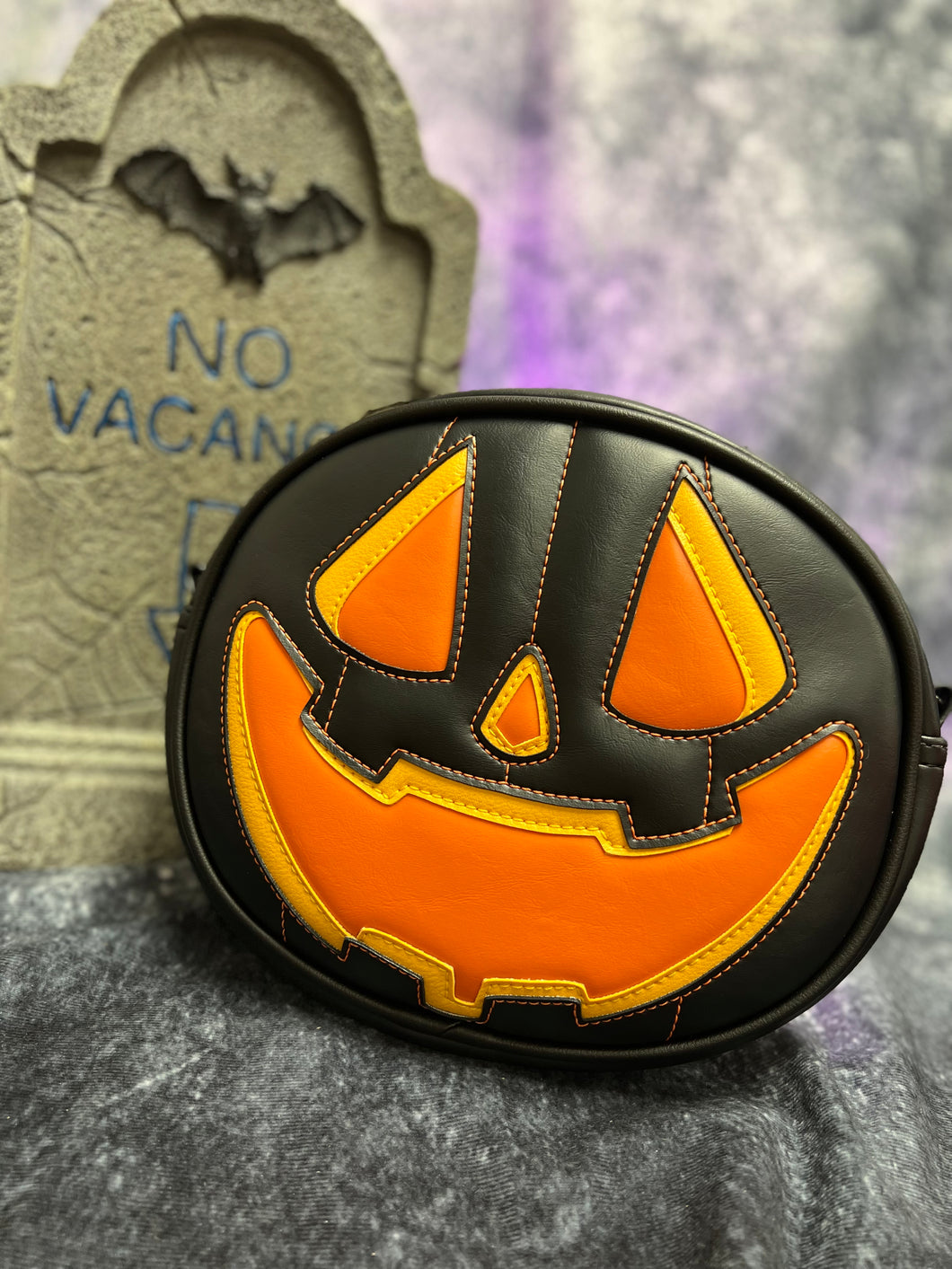 Handcrafted All Hallows Eve Pumpkin Crossbody- Orange and Yellow