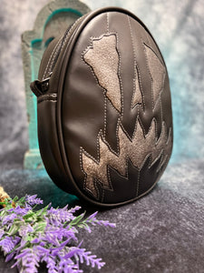 Handcrafted Scaredy Cat Bag: Black and Granite Grey