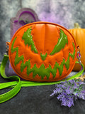 Handcrafted Bad Company Bag: Matte Orange & lime Green Glitter
