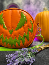 Load image into Gallery viewer, Handcrafted Bad Company Bag: Matte Orange &amp; lime Green Glitter