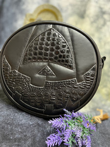 Hand Crafted Cyclops: Black and Black Faux Snake skin