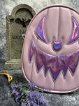 Hand Crafted : Oval Pumpkin Lavender and  Iridescent Purple face