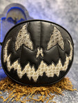 Handcrafted Stark Raving Bag: Matte Black & Grey Croc