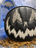 Handcrafted Stark Raving Bag: Matte Black & Grey Croc