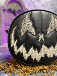 Handcrafted Stark Raving Bag: Matte Black & Grey Croc