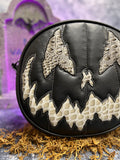 Handcrafted Stark Raving Bag: Matte Black & Grey Croc