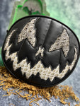 Handcrafted Stark Raving Bag: Matte Black & Grey Croc