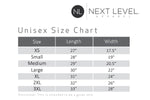 size chart for Next level apparel unisex sizes